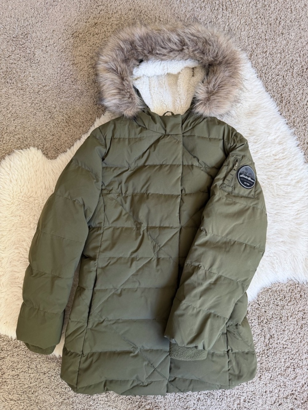 EUC Sun Valley Down Eddie Bauer Puffer Parka | Faux Fur Hood | XS (5/6)